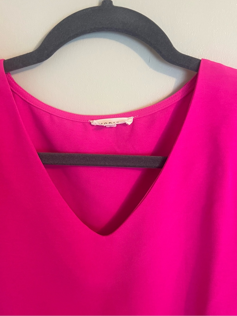 JODIFL Hot Pink Puff-Sleeve V-Neck Blouse - Picture 5 of 8